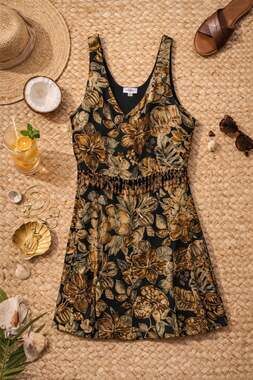 Vintage All That Jazz Brown Floral Tribal Beaded...